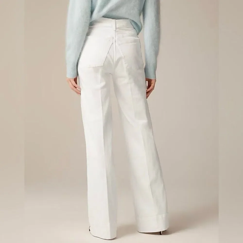J. Crew High-rise denim trouser jean White Wide Leg Minimalist Size 33 NWT CH679